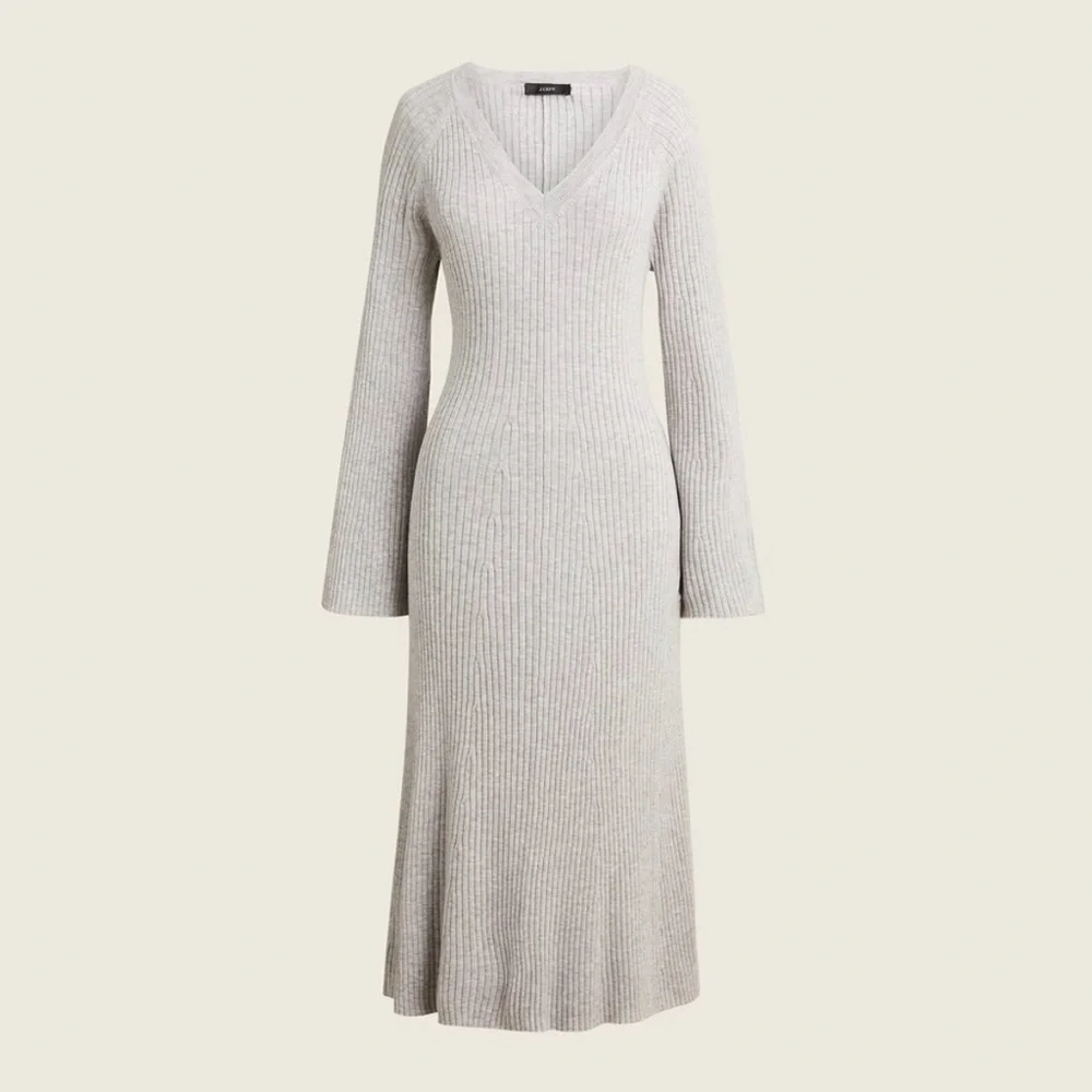 🩶 NWT J.Crew Gray Ribbed Silk Blend Sweater Dress Medium